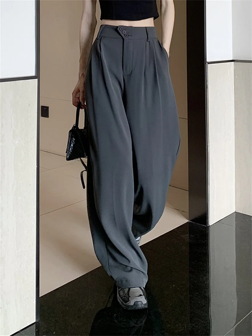 

Alien Kitty Spring OL Trousers Chic Women Solid Casual All Match High Waist 2023 Loose New Wide Leg Slim Office Lady Pants