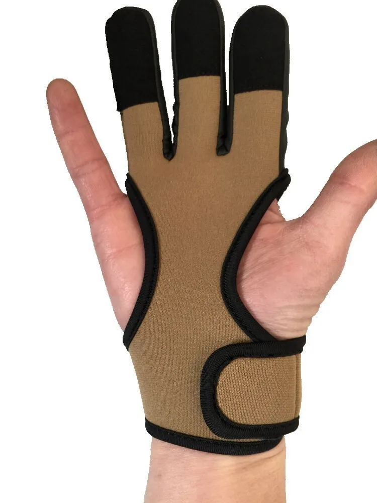 Finger Gloves Sports Gloves Protective 3 Fingers Hand Leather Guard Glove For Recurve Compound Bow Shooting Crossbow Slingshot Hunting