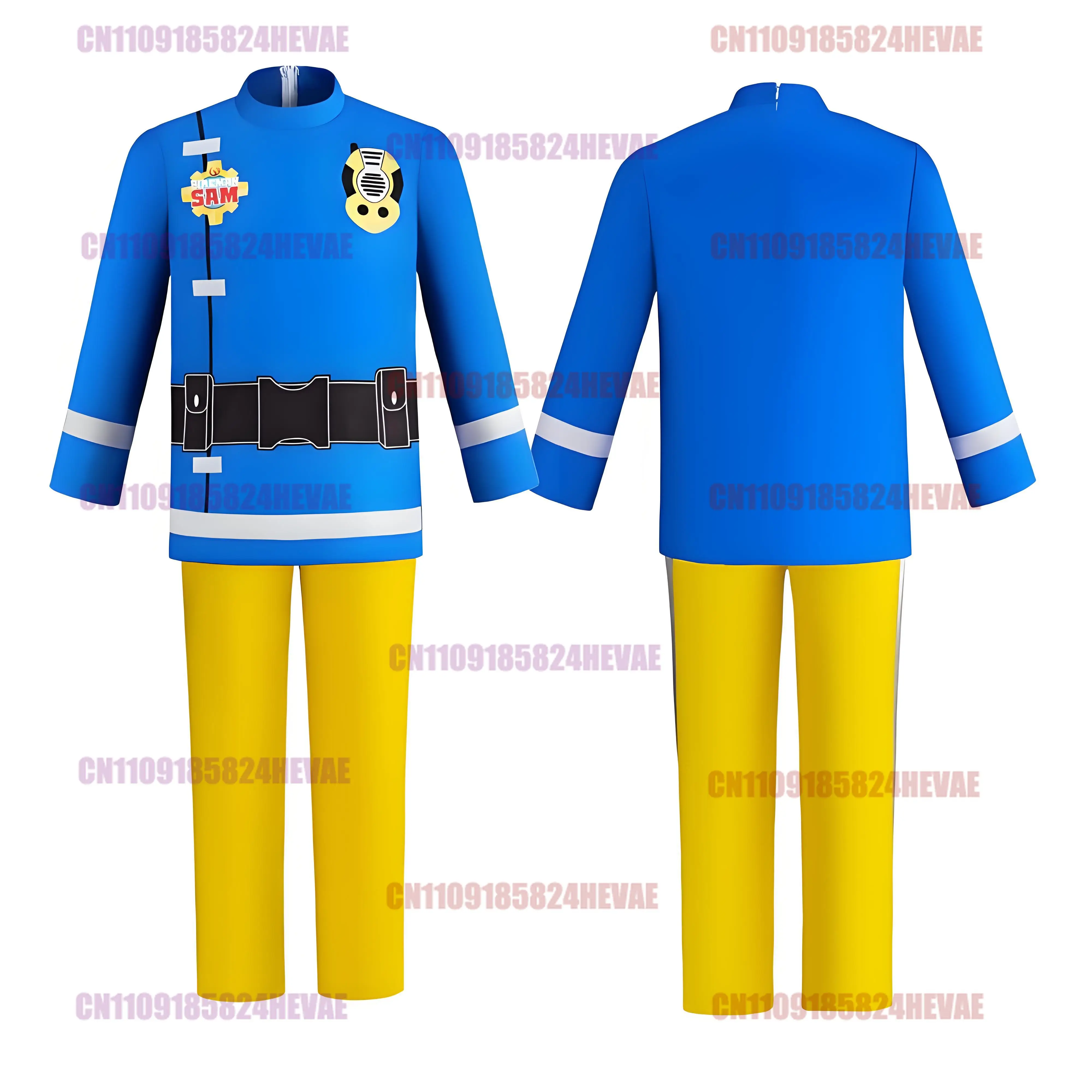 Anime Fireman Sam Rescue Firefighter Costumes Uniforms Adult Rescue Play Performances Dress Up Halloween Carnival Party Clothing