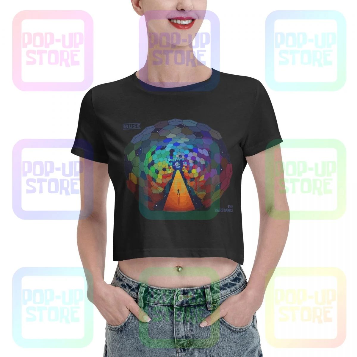 Muse Resistance Album Cover Women Crop Top T-Shirt Tee Gift Trendy Vintage Hot Deals Camicia Femminile