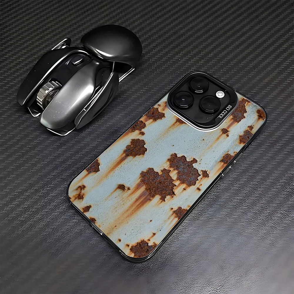 INS Creative 3D Rusty Metal Effect Anti-Fall Matte Phone Case