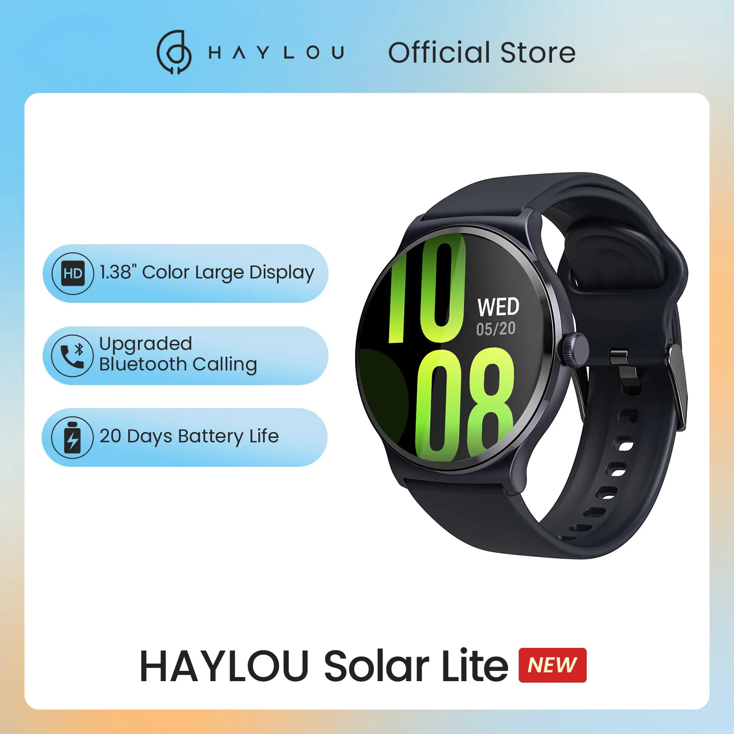 New HAYLOU Solar Lite Voice Calling Smart Watch HD Screen