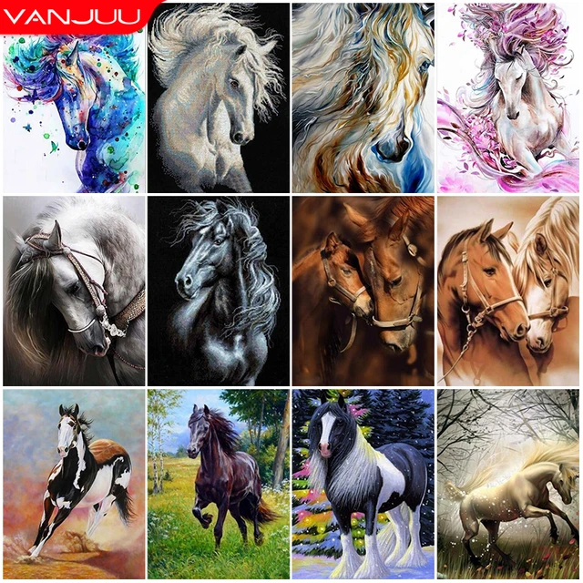 Diamond Painting Full Picture Horses  Diamond Rhinestone Painting Horses -  5d Diy - Aliexpress