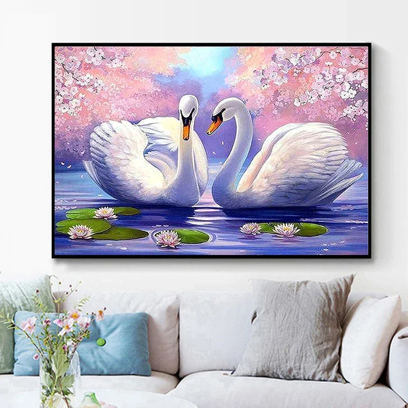 

5D алмазная живопись с белым лебедем парная Алмазная вышивка подарки для ресторана офиса домашний декор «сделай сам» Алмазная вышивка крестиком наборы