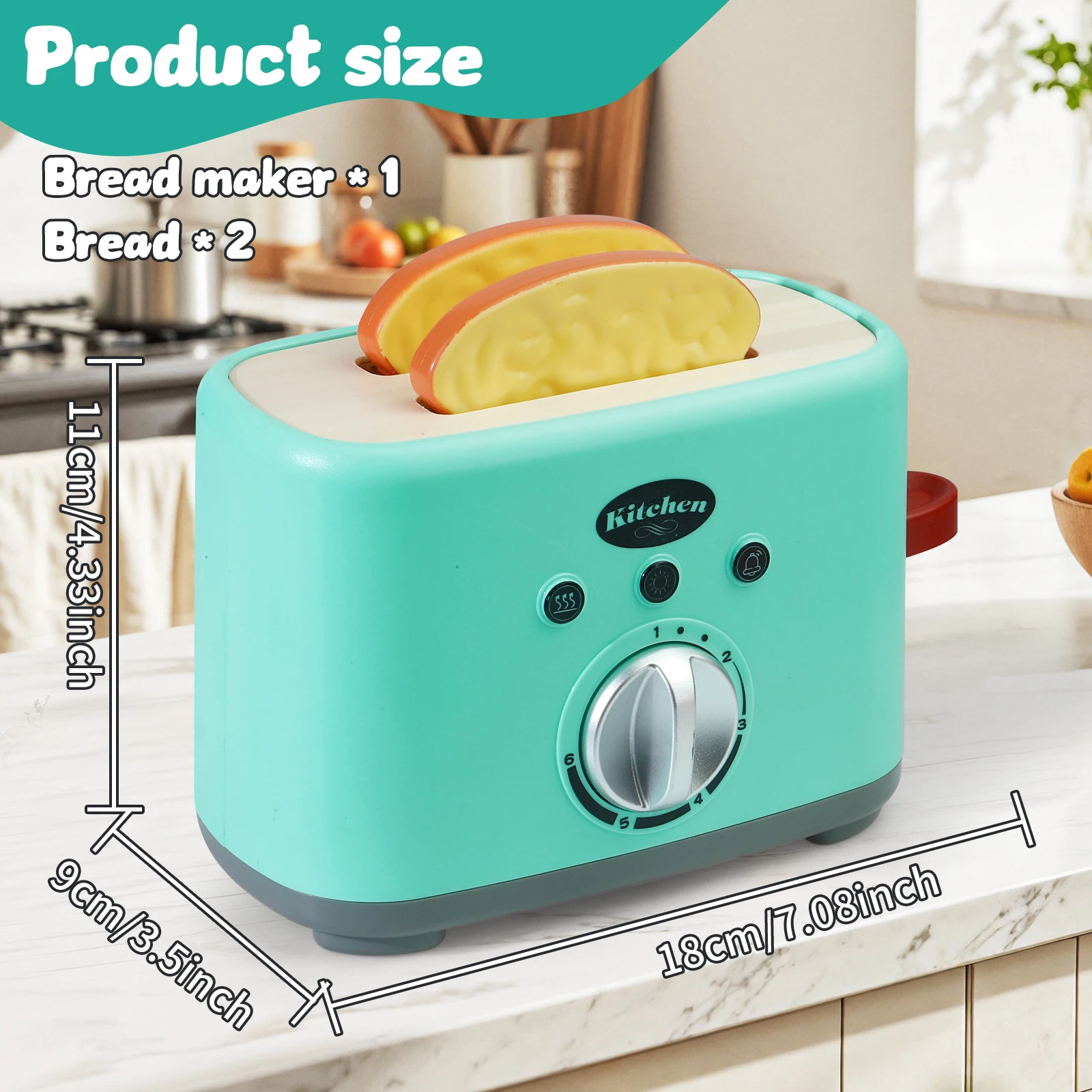 Wooden Toaster Toy, Kids Pretend Play Kitchen Toys Set, Breakfast Toy, For Boys and Girls, Back to school/Halloween/Christmas