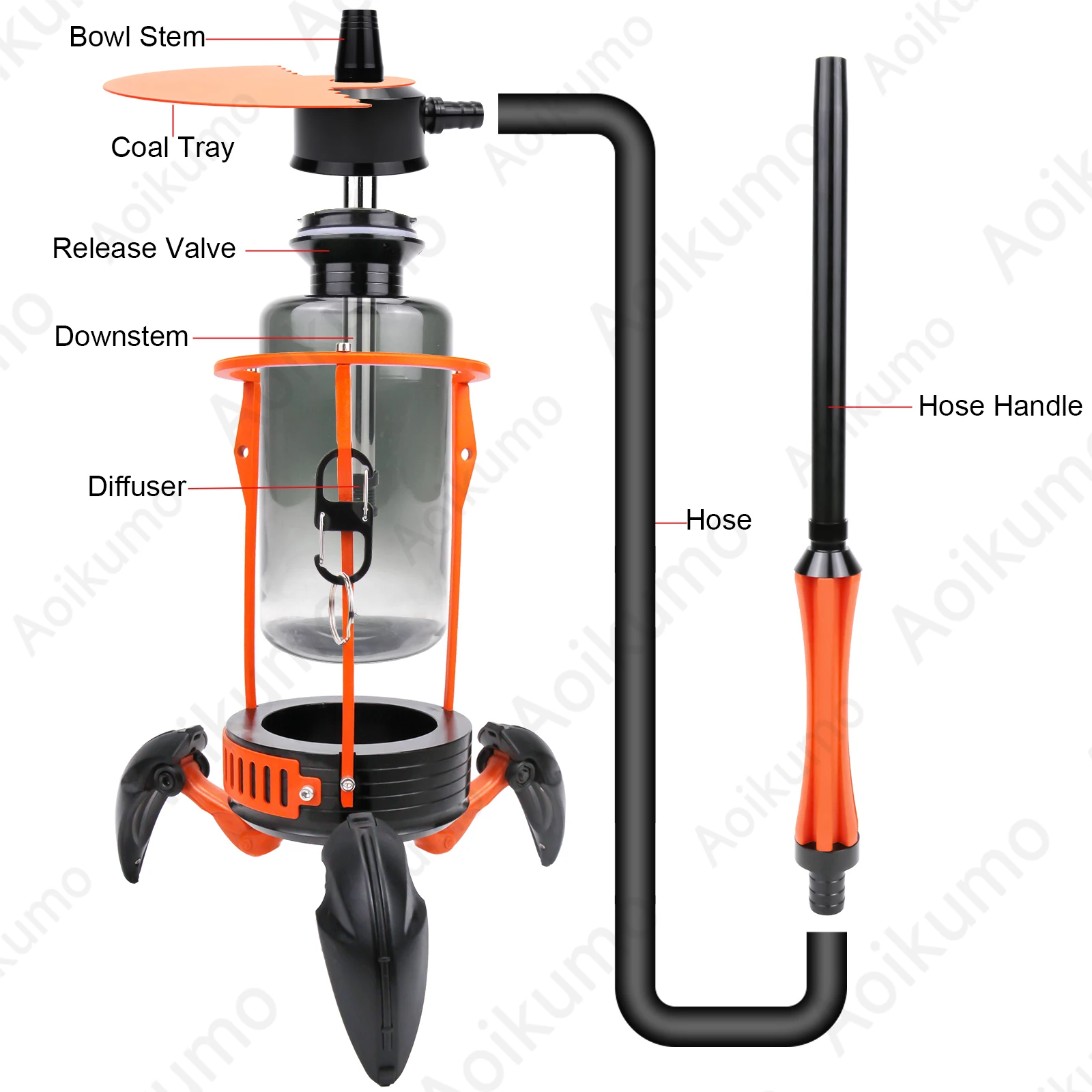 New Premium Crab Function Hookah Set with All Accessories Portable Easy to Clean Shisha Hookah Narguile Chicha Cachimbas Set