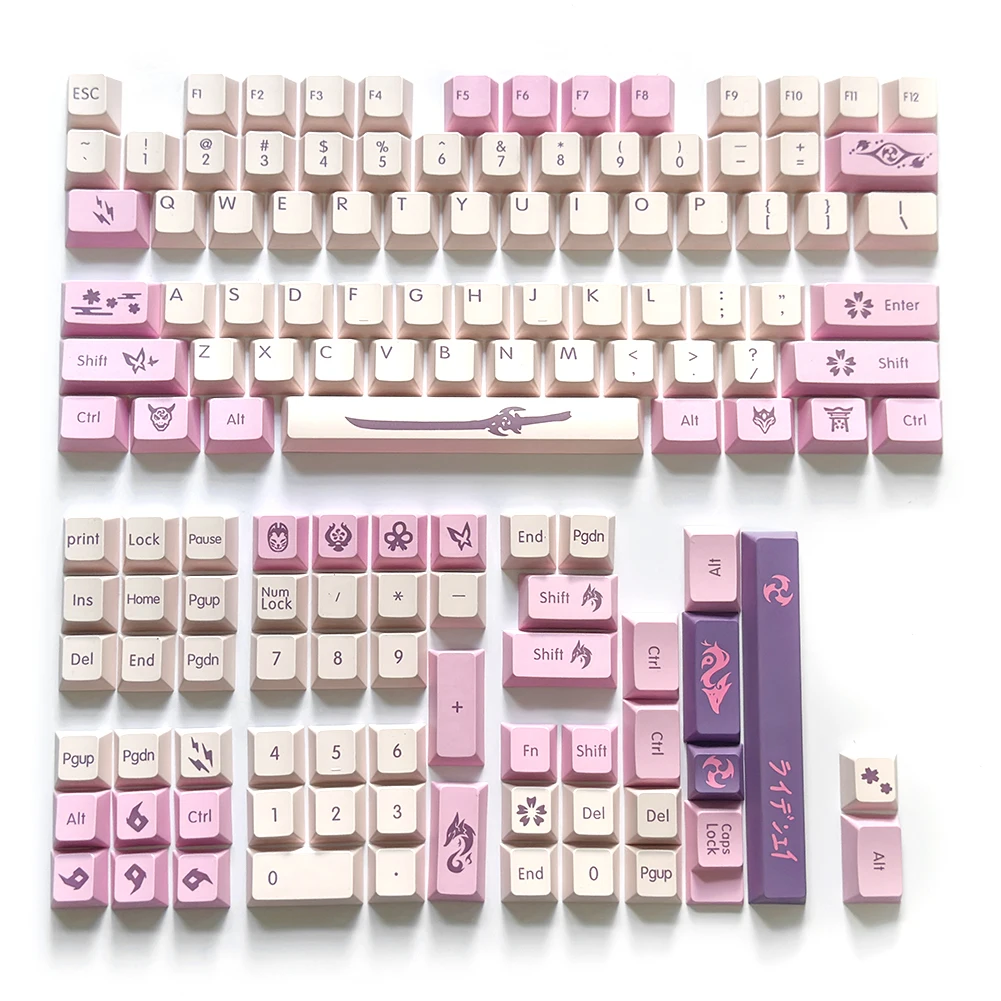 PBT 게이밍 키보드 캡 세트, MX 스위치 기계식 키보드용, 세트 61, 64, 68, 78, 84, 87, 96, 98, 104/108 키, 134 키/세트