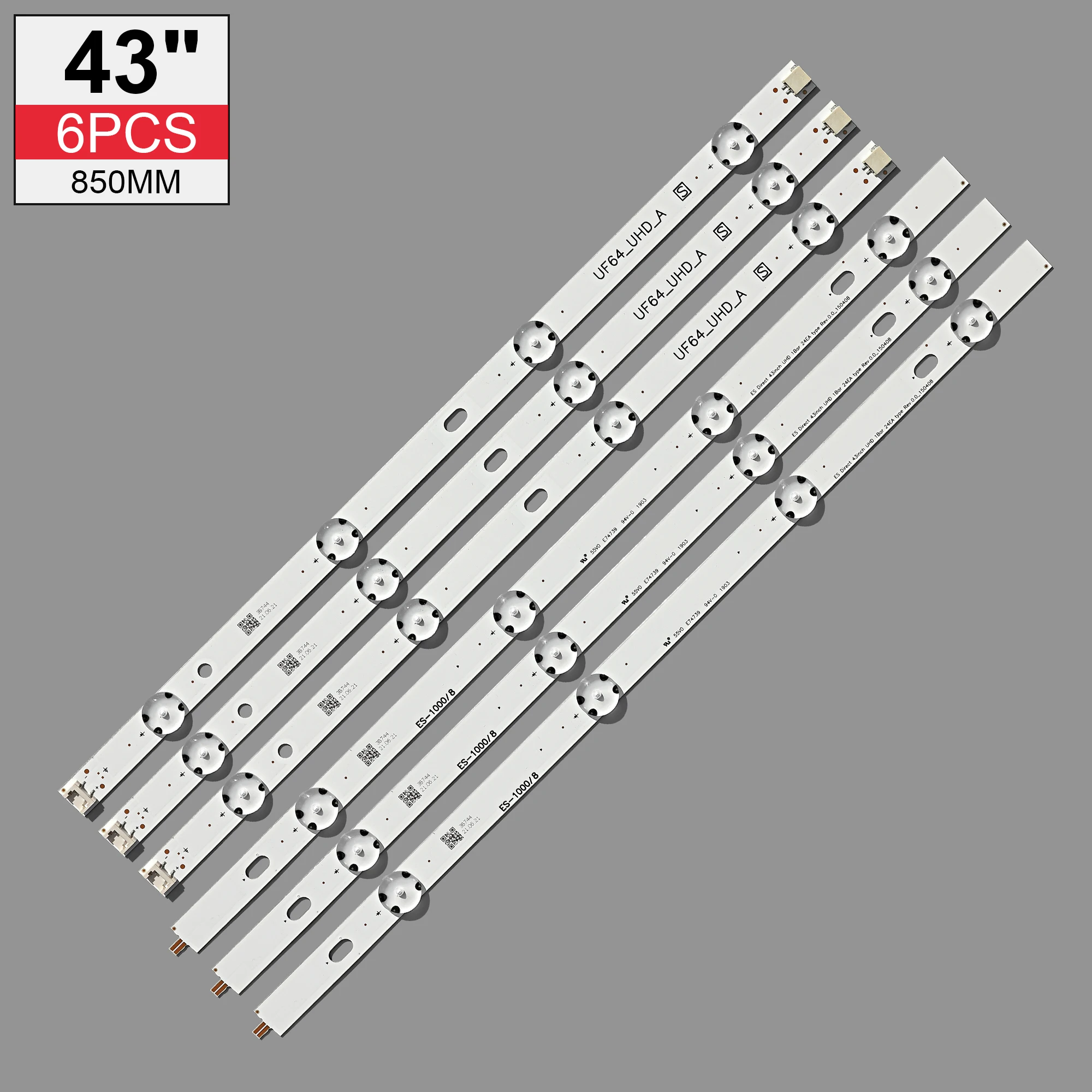 New Kit 6PCS 8LEDs 850mm LED backlight strip for LIG 43LH604V 43LH60_FHD_A Type UF64_UHD_A 43UH610V 43UF640 43UH610A 43LH5700