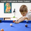 4.5Ft Pool Table, Portable Billiard Table for Kids and Adults, Mini Billiards Game Tables W/ 2 Cue Sticks, Full Set of Balls 3