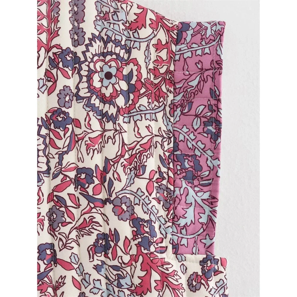 Aoaiiys Printed Vest for Women Tops Chic Sleeveless Autumn Winter Warm Quilted Cotton Vest New Fashion Causal Vintage WaistCoat 6
