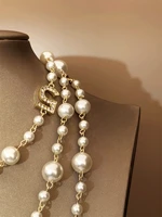 Longue lettre de perle multicouche gland pull chaîne collier bijoux pour les femmes 4