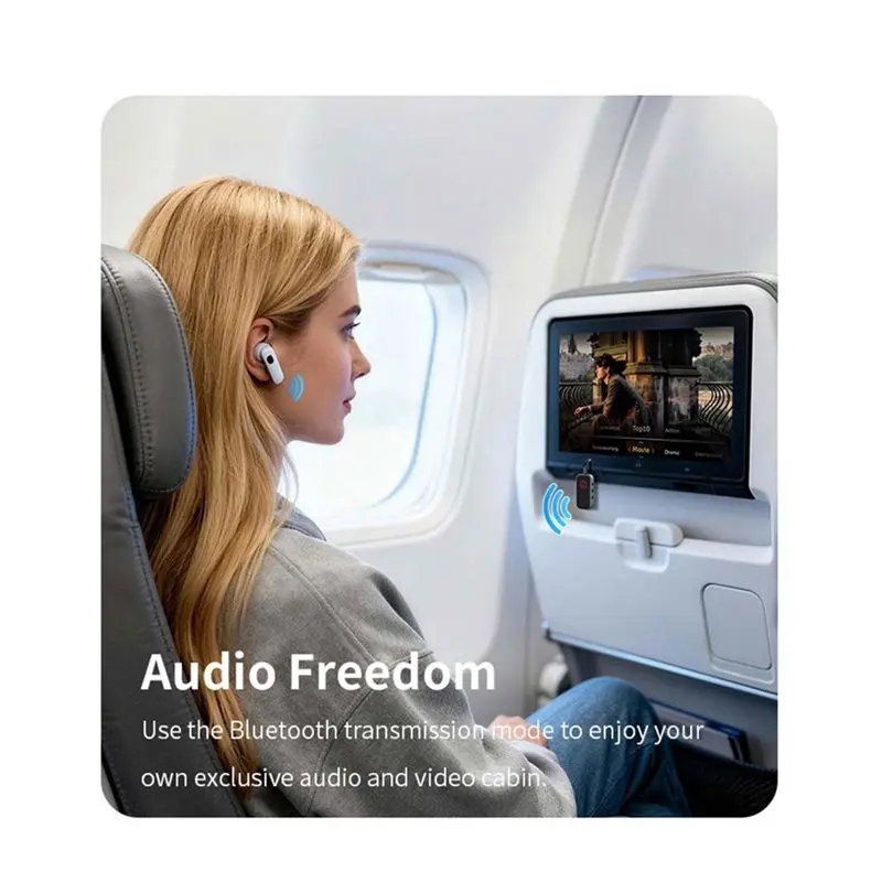 JABS-블루투스 6.0 수신기 송신기 3.5Mm AUX 잭 비행기 여행용 헤드셋 자동차 TV 컴퓨터용 오디오 변환기