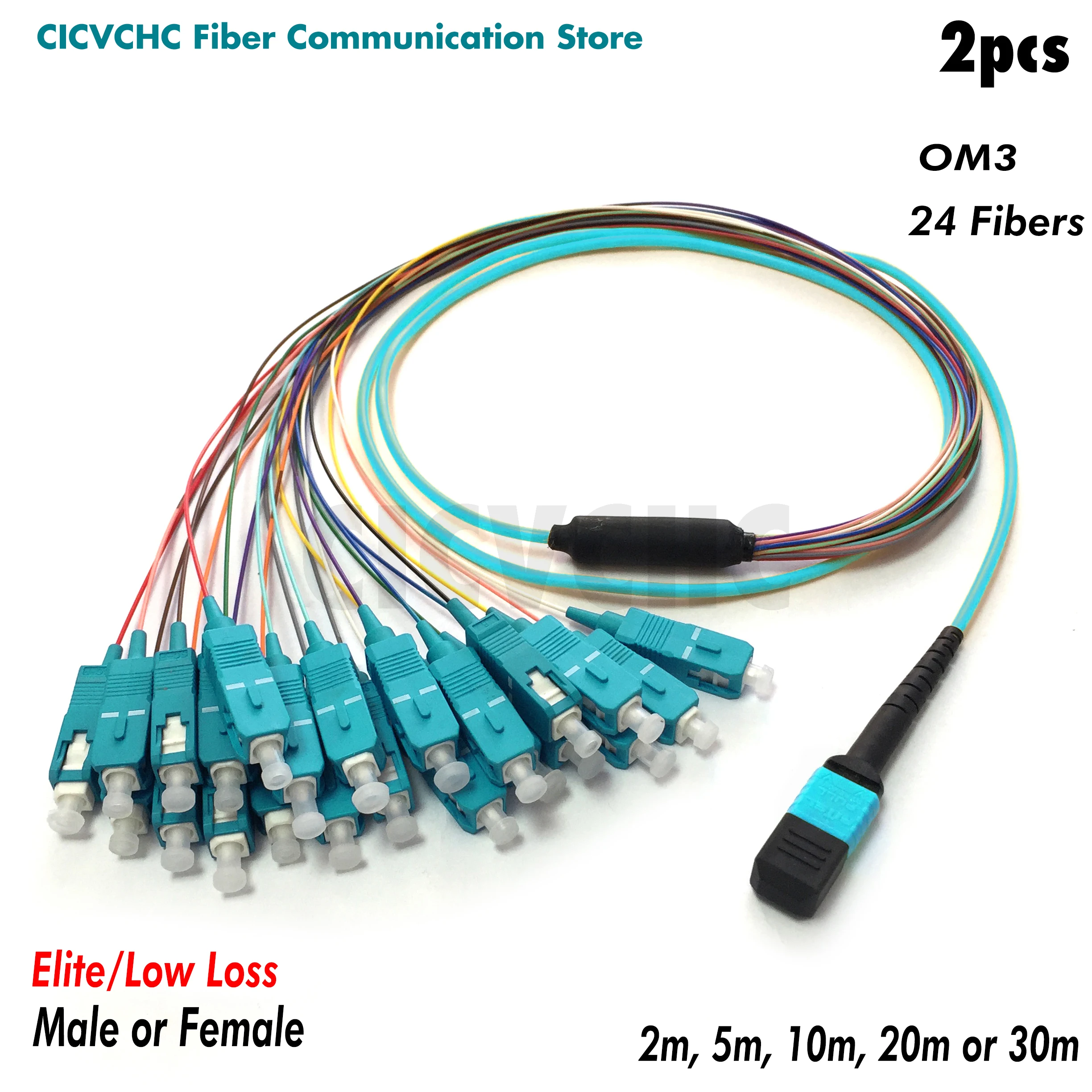 

2 шт 24 волокна-MPO/UPC Fanout SC/UPC -OM3-300-Elite/Low loss-Male/Female с 0,9 мм-2m до 10m/MPO Assembly