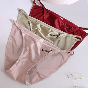 Mid waist Solid Color Girls Thin Strap Intimates Women Stain Panties Women Briefs Letter Print  Underwear Seamless Underwear