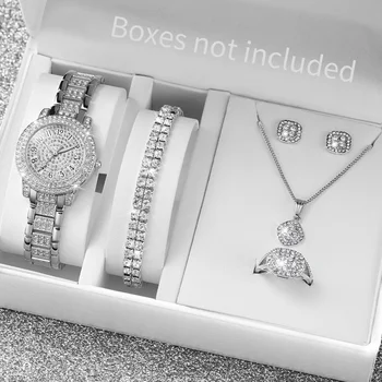 6 pçs/set luxo strass relógios femininos moda senhoras quartzo relógio de pulso conjunto jóias reloj mujer (sem caixa) 1