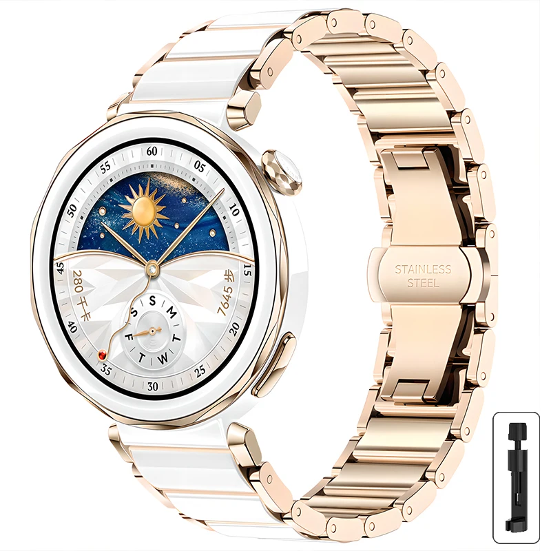 Elegant 18mm Ceramic Smartwatch Strap - Stylish Bracelet Accessory
