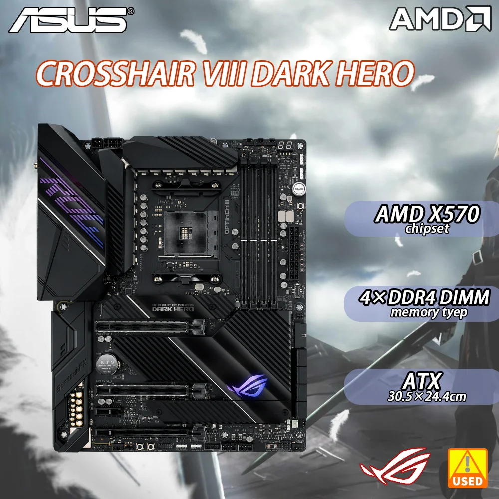 

Б/у материнская плата ASUS ROG CROSSHAIR VIII DARK HERO системная плата AMD x570 4 × DDR4 128 ГБ 4800 (разгон) PCI-E 4,0 AM4