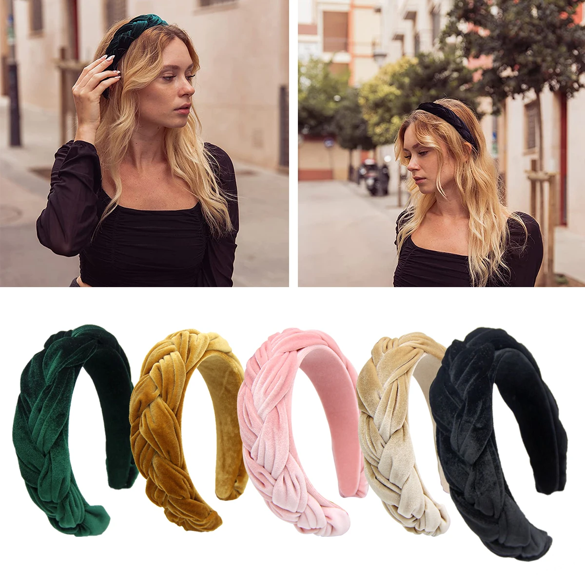 Fashion And Popular Twist Braid Headband European American Creative Gold Velvet Headdress Environmental Protection Material touch screen fleece gloves for unisex thick warm velvet wool knitted mitten winter non slip wind protection driving hands gloves