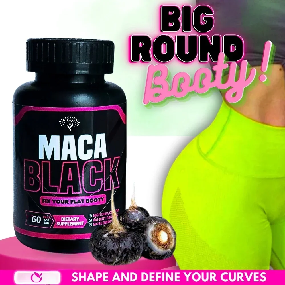 Black Maca Root Supplement for Women - CurvyFruit Huge Booty Growth - Highest Potency - 60 Capsules - 30 Day Supply