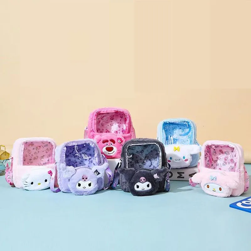 

Сумка через плечо из аниме Sanrio Hello Kittys Kuromi Cinnamoroll, милая мультяшная плюшевая кукла, визуальная сумка через плечо, игрушка для девочки, подарок