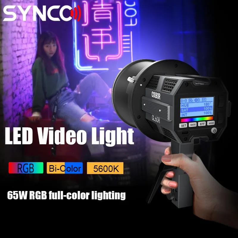 SYNCO COLBOR CL60R RGB LED Video Light Noiseless Photograhy Light With APP Control Bowens Mount Studio Photo Lamp for Shooting led video light