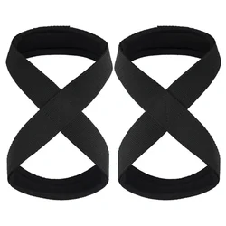 Enhanced Padded Figure 8 Wrist Straps for Weightlifting and Gym Fitness (A-Figure 8-BLACK)