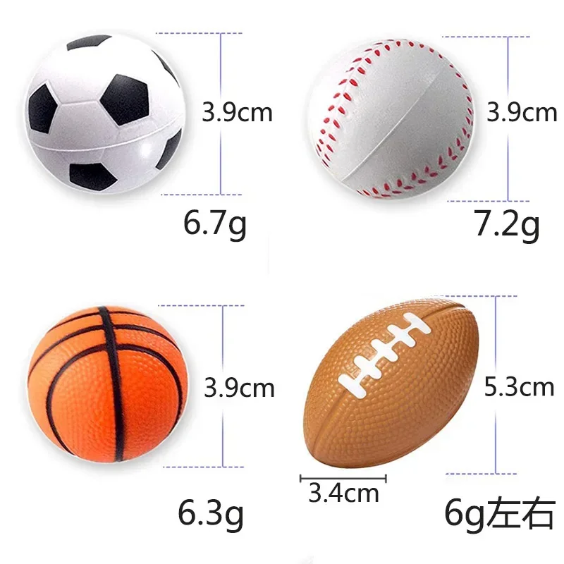 5PCS Squeeze Ball Stress Relief Toy 4CM Football Basketball Baseball Tennis Soft Squishy Antistress Kid Outdoor Novelty Gag Toys