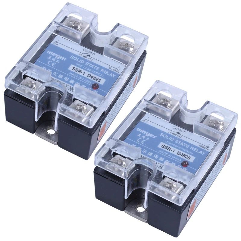

2X MGR-1 D4825 Single-Phase Solid State Relay SSR 25A DC 3-32 V AC 24-480 V