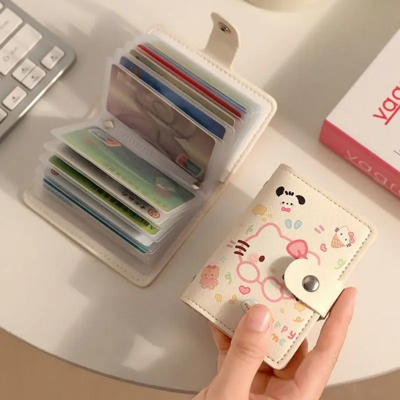 Coin Purse Wallet Sanrio Hellokitty Purse Loopy Bag Snoopy Short Coin Wallet Disney Anime Cartoon Cute Zipper Student Id Holders Multi Slot Bag