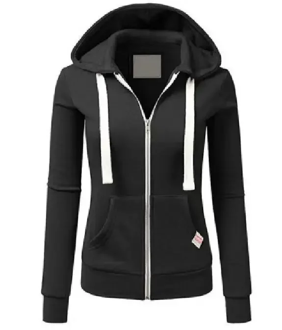 

Spring/Autumn New Casual Fleece Zipped Hoodie Women Fashion Drawstring Sporty Hooded Coats Ladies Simple Sweatshirt