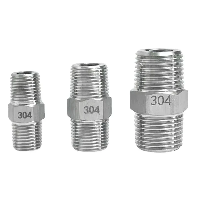 1/8" 1/4" 3/8" 1/2" BSP NPT Male to Male Hex Nipple Coupling 304 Stainless Steel Pipe Fitting