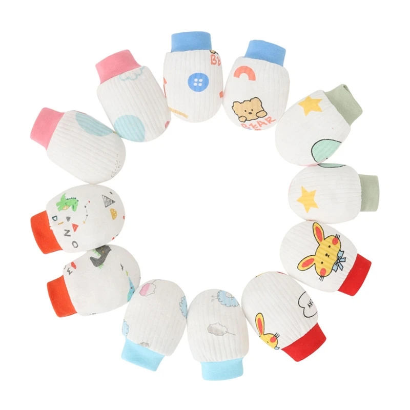 Baby Mittens 2 Pair Soft Cotton Face Protection Gloves Foot Cover Anti Scratch For Toddlers Boys