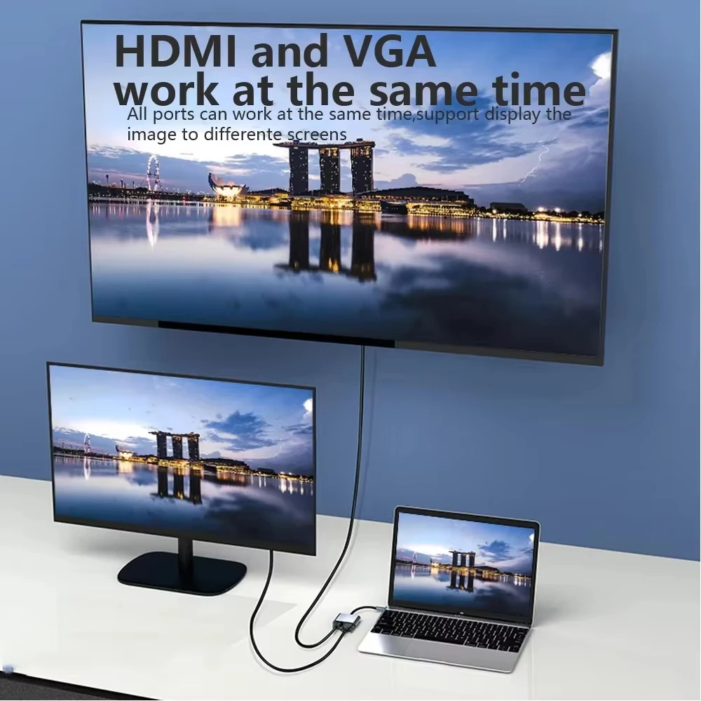 4-in-1 USB C ŷ ̼ TYPE-C-VGA HDMI  USBC  3.0 PC Ʈ Macbook  5G  OTG  й PD