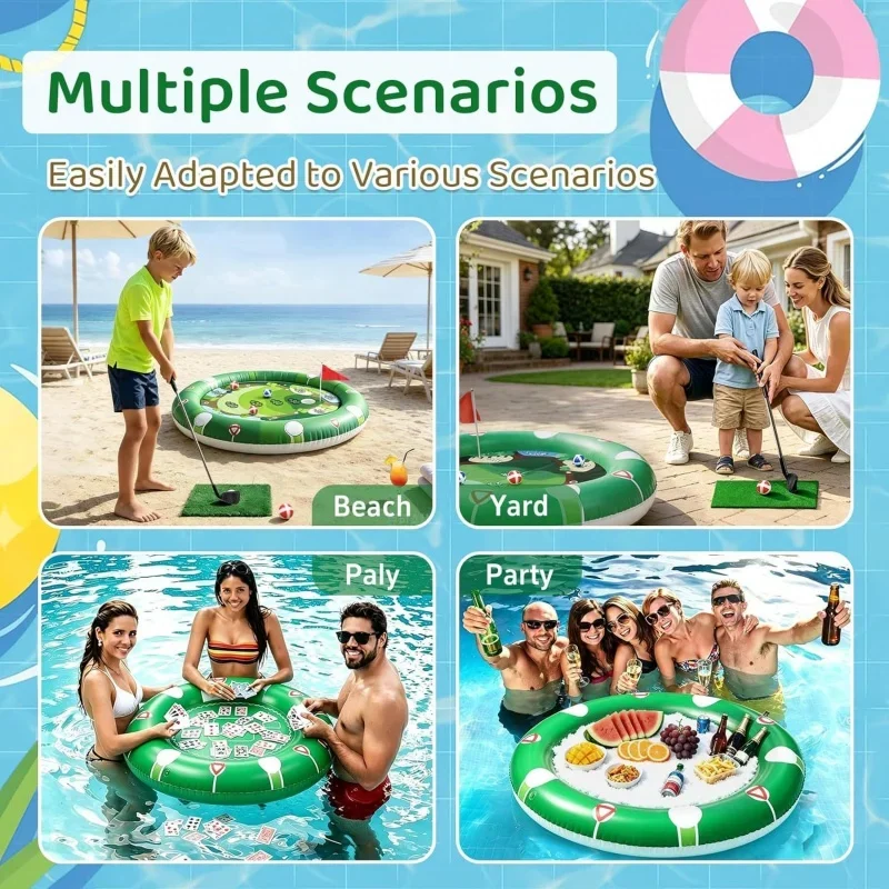 Kids Inflatable Set Water Chipping & Card Game Swimming Pool Toy Outdoor Golf Play Gift Boys Girls Easy Inflation_voghion.com