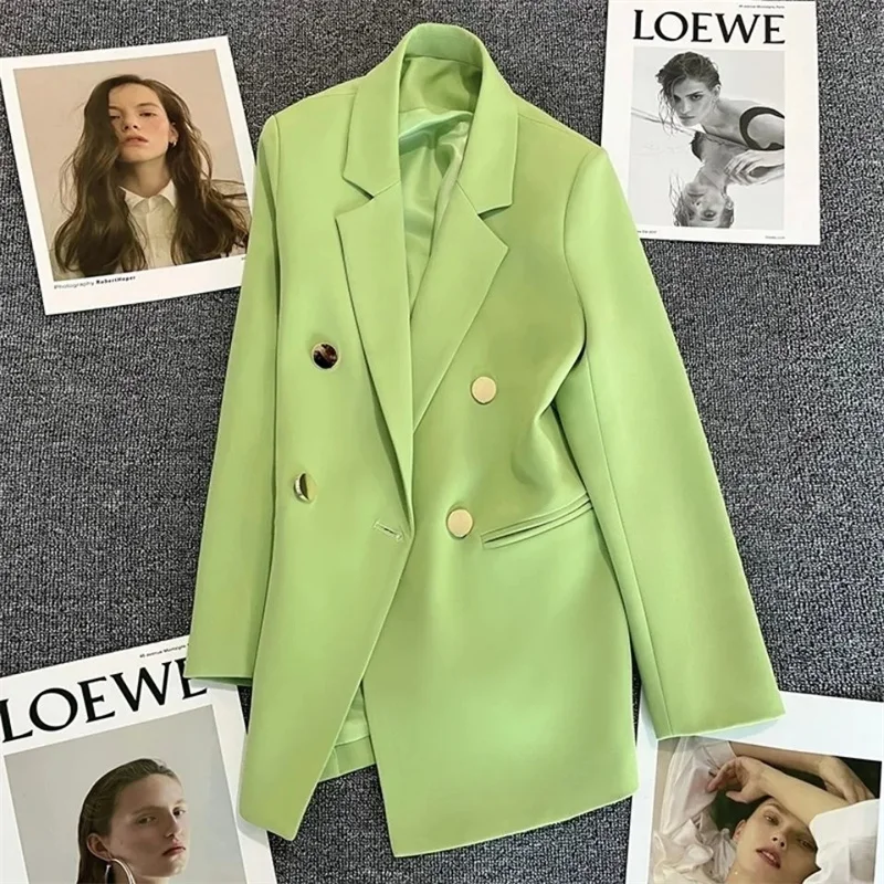 

2023 Fashion Long Sleeve Casual Blazers Coat Women Spring Autumn Vintage Suit Jacket Outerwear Lady Solid Office Blazers Tops