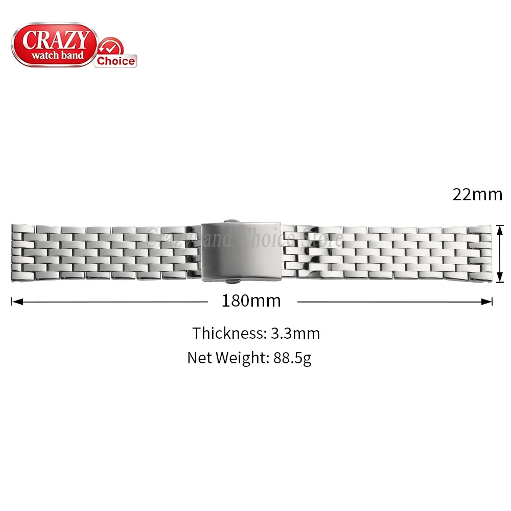 Elegant Solid Stainless Steel Watch Strap with Metal Fold Buckle - Universal Size