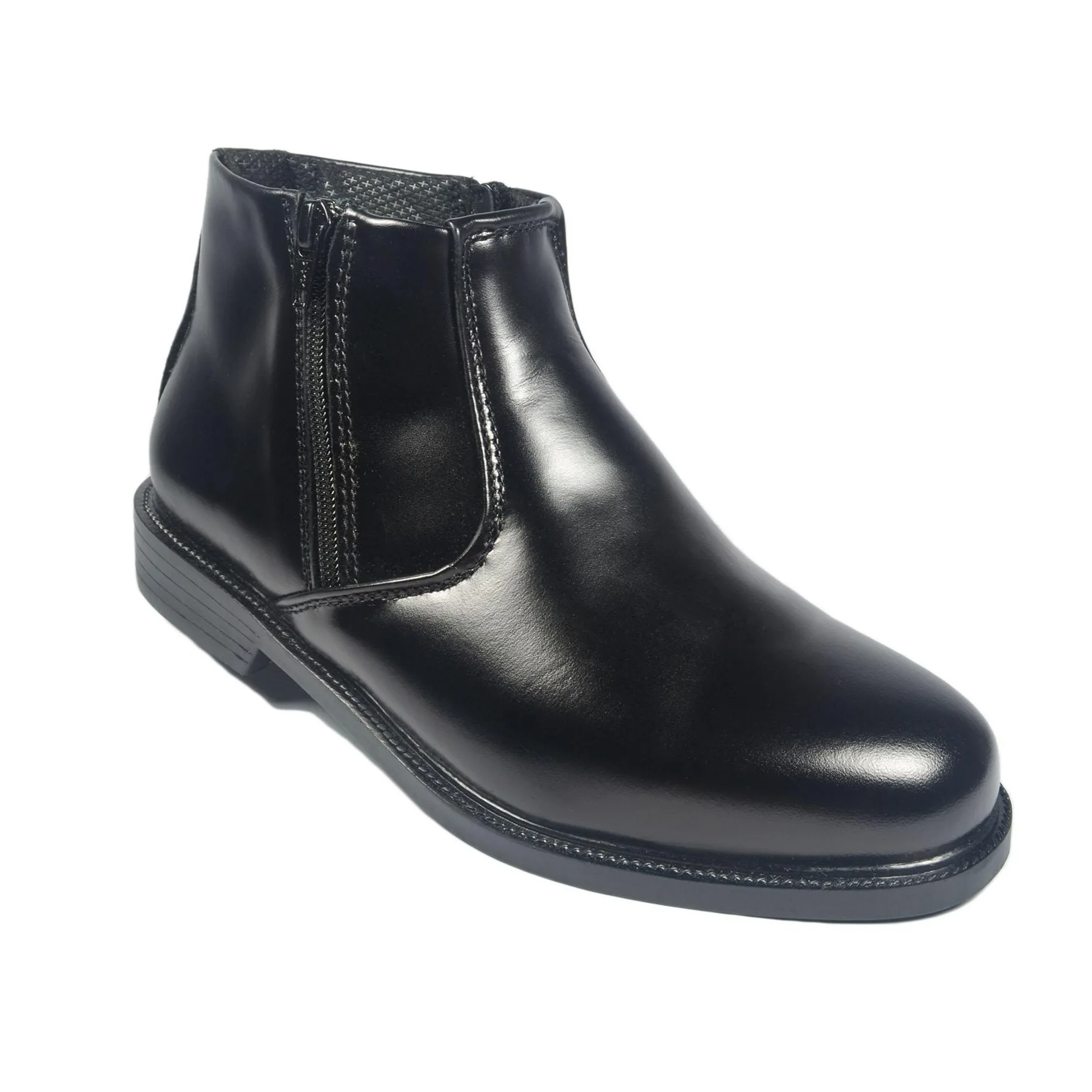 

Luxury Chelsea Boots Men Shoes PU 2 Double Zip Black Simple Fashion High Top Slip On Comfortable Casual Business Party Work Boot