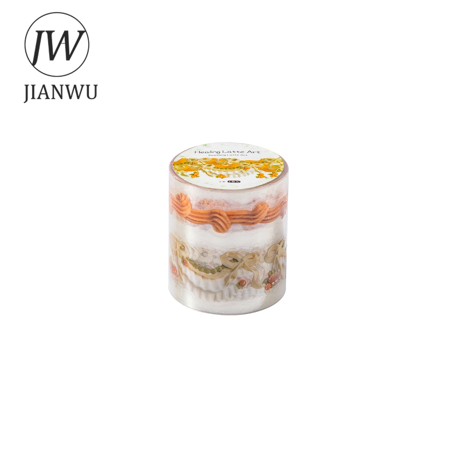 JIANWU Cured Latte 시리즈 빈티지 크림 레이스 꽃 풍경 소재 콜라주 스크랩북킹 PET 테이프 크리에이티브 저널 문구류