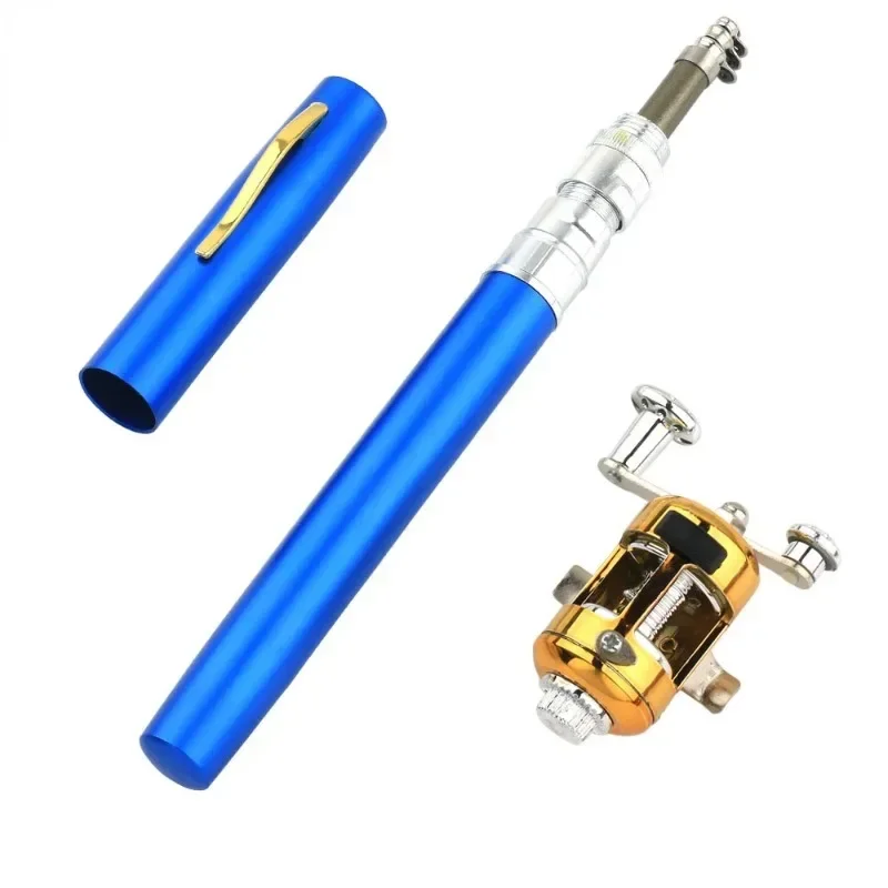 20cm Portable Pocket Telescopic Mini Fishing Pole Pen Shape Folded Fishing Rod With Reel Wheel Portable Mini Rod fishing rod