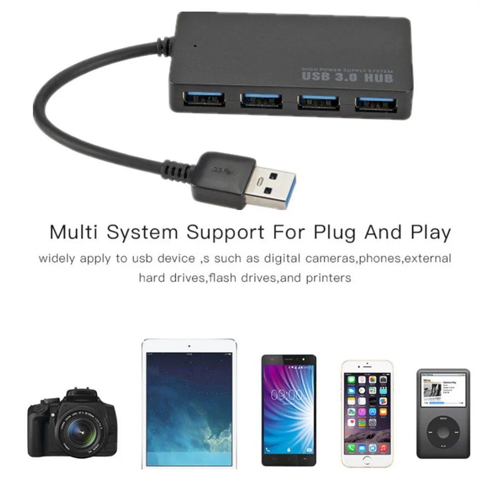 LccKaa USB Hub 3.0 Adapter Rotate High Speed U Disk Reader Splitter 4 Ports USB 3.0 for Computer PC Laptop Mac Mini Accessories 3