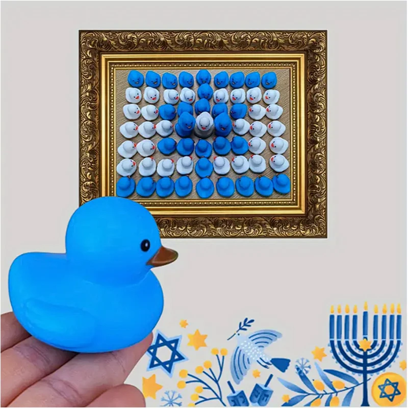 108PCS Jewish Rubber Ducks - Blue & White Perfect for Hanukkah, Shabbat, Car Decor & Party Favors 5