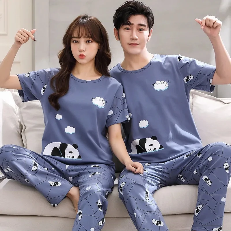 Couple Matching Pajamas Set For Mens Sleepwear Anime Pijama For Women Homewear Cozy Nightgown Home Clothes Hombre Night Suit