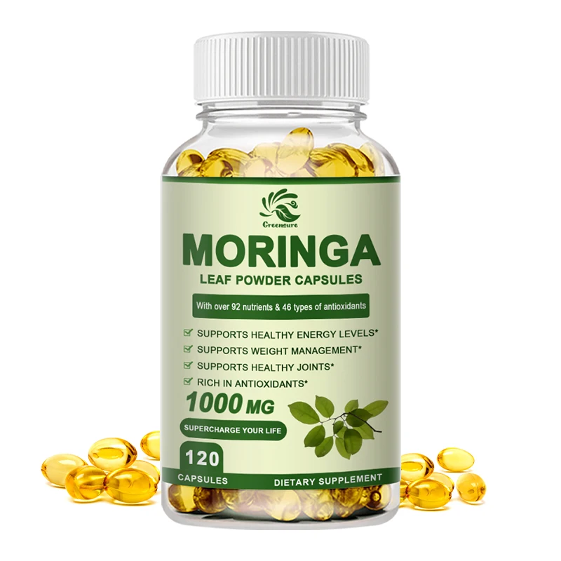 

Greensure Moringa Oleifera 1000 mg Capsules Extra Potency 50:1 Extract Energizing Antioxidant, 60/120 Vegetarian Capsules