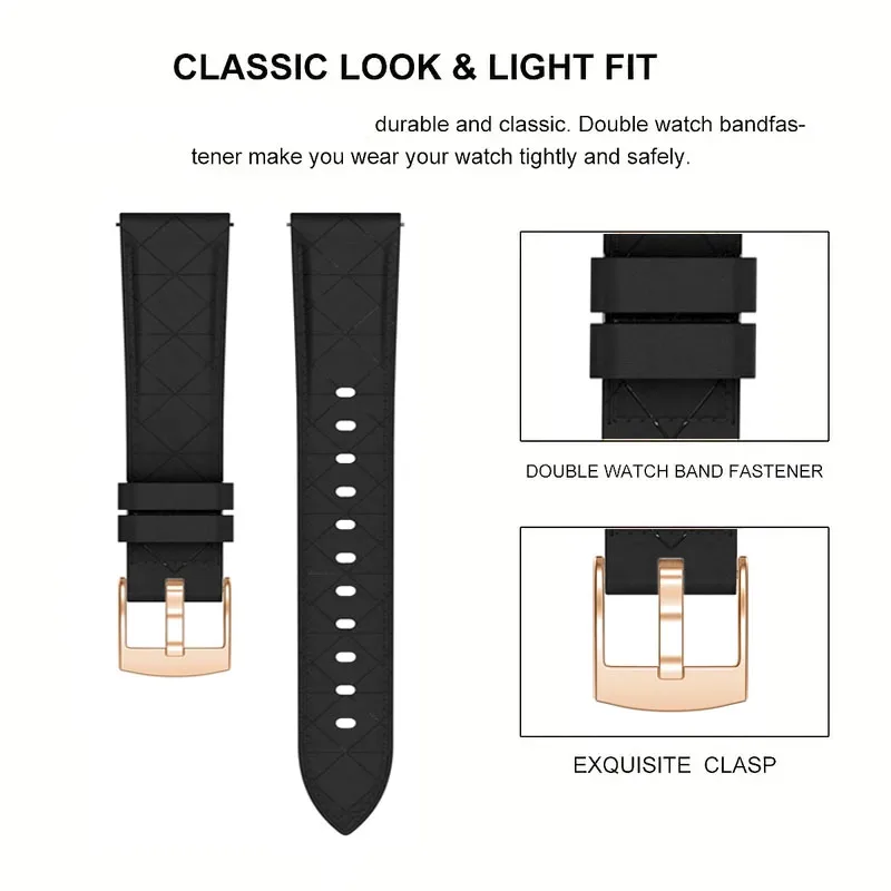 Premium PU Leather Smart Watch Strap Wristband, 18-20mm