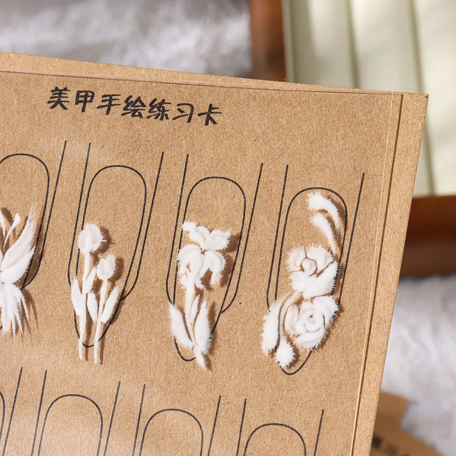 Double-sided Nail Practice Kraft Paper Cardboard Clear Training Nail Art Painting Card Reusable Salon Beginner Manicure Tools ﻿