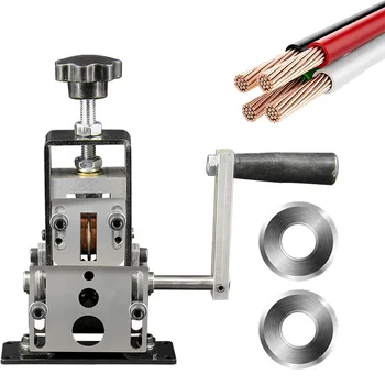 휴대용 수동 로터리 와이어 스트리퍼, 교체 블레이드 핸드 크랭크 포함, 케이블 커팅 머신, 케이블 필링 스트리퍼 머신, 1-25mm