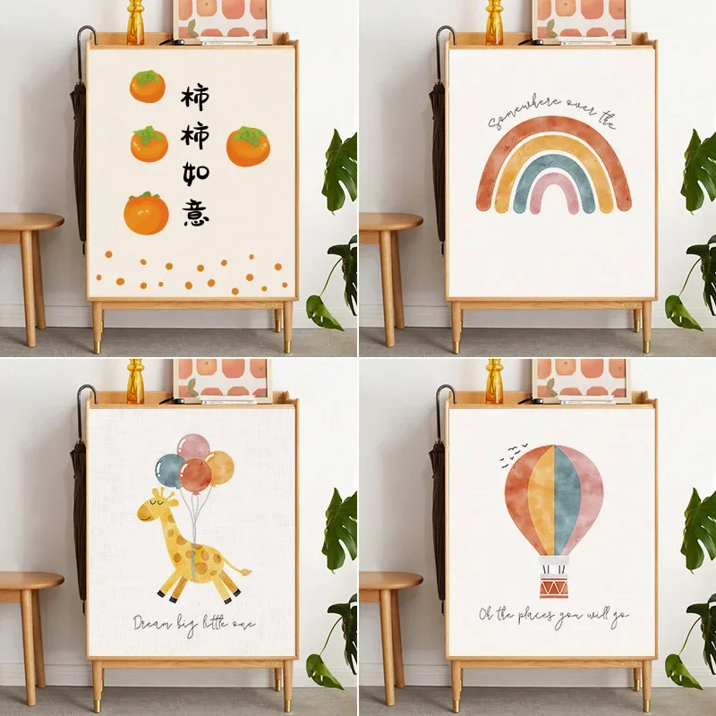 

Nordic Cute Cartoon Giraffe Cabinet Short Curtains Punch-free Half-curtain for Shoe Shelf Kitchen Storage Dust Proof Curtains