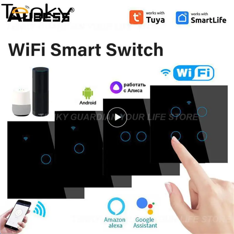 

Умное приложение Smart Life для Alexa и Home, Беспроводной Выключатель с нейтральным проводом и дистанционным управлением, настенная панель с Wi-Fi, настенный выключатель, 1 шт.