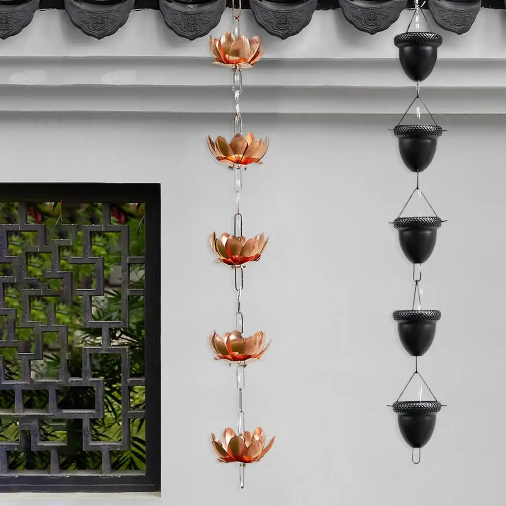Villa Rain Chain AcornShaped Rainwater Collecting Chain for Gutters Rainwater Collector Cups Outdoor Rain Chime Garden Decor