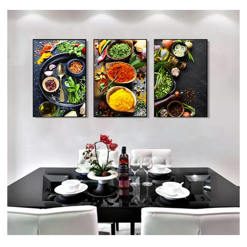 Pittura su tela Poster e stampe Cuadros Immagini di arte della parete per ristorante Sala da pranzo Arredamento Cucina Tema Mix Erbe Spezie - immagine 4